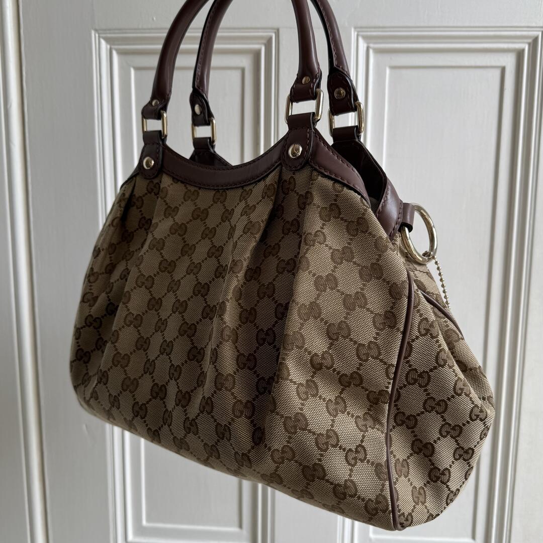 Gucci Monogram Sukey Brown Tote Bag
