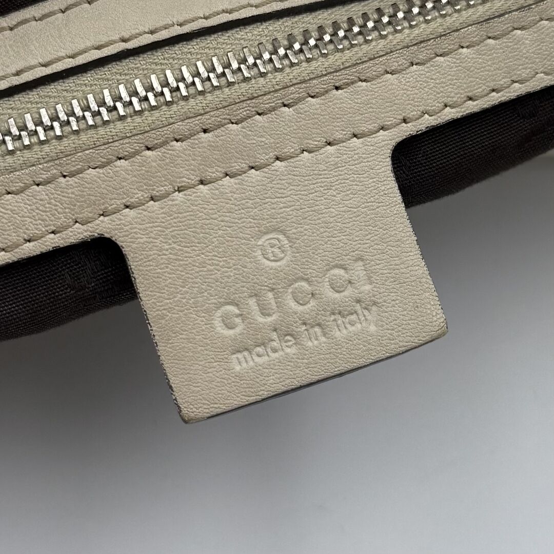 Gucci Guccissima Twins Hobo Cream Leather Shoulder Bag