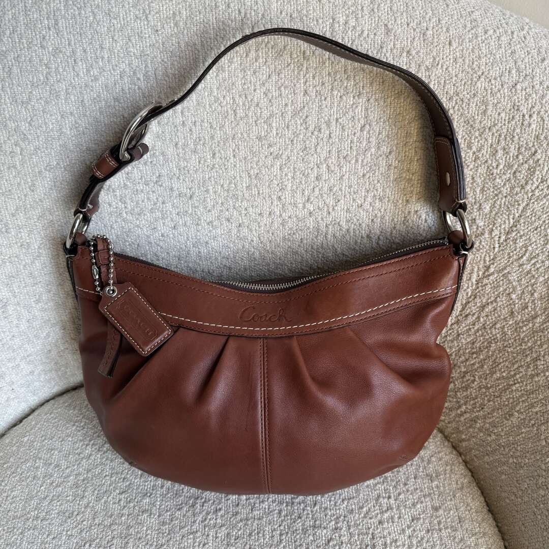 Coach Croissant Leather Brown Shoulder Bag
