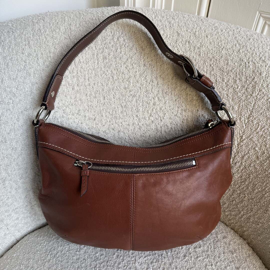 Coach Croissant Leather Brown Shoulder Bag