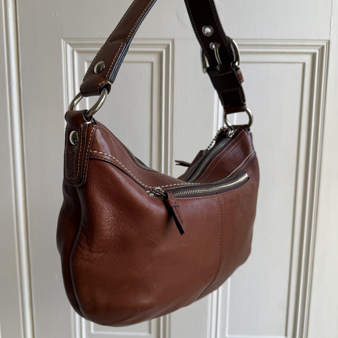 Coach Croissant Leather Brown Shoulder Bag