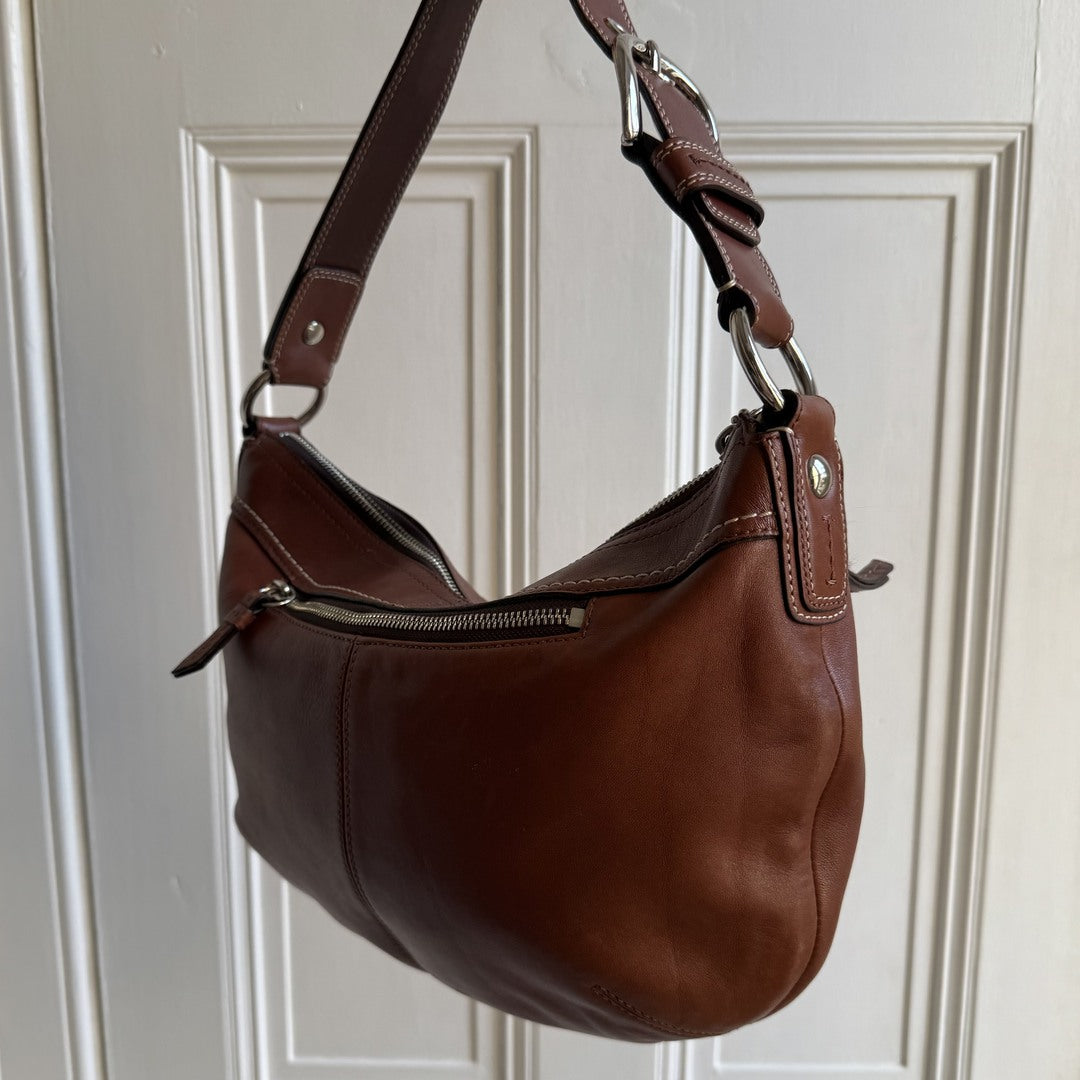 Coach Croissant Leather Brown Shoulder Bag