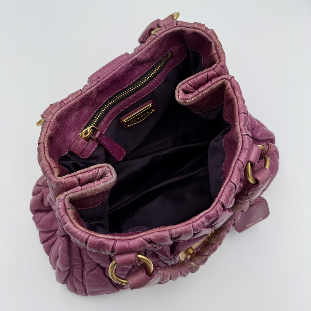 Miu Miu Matelasse Purple Leather Handbag