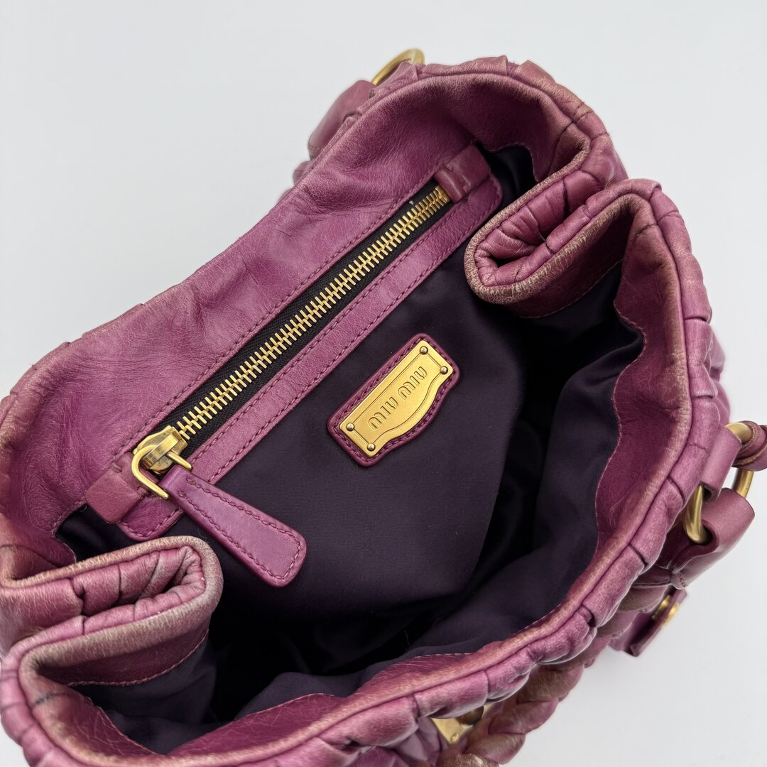 Miu Miu Matelasse Purple Leather Handbag