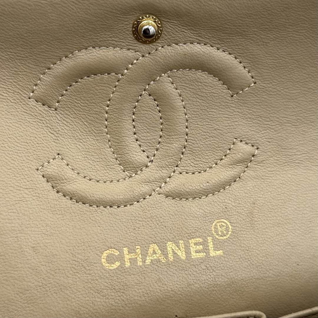 90s Chanel Matelasse Double Flap Chain 24K Gold Beige Shoulder Bag