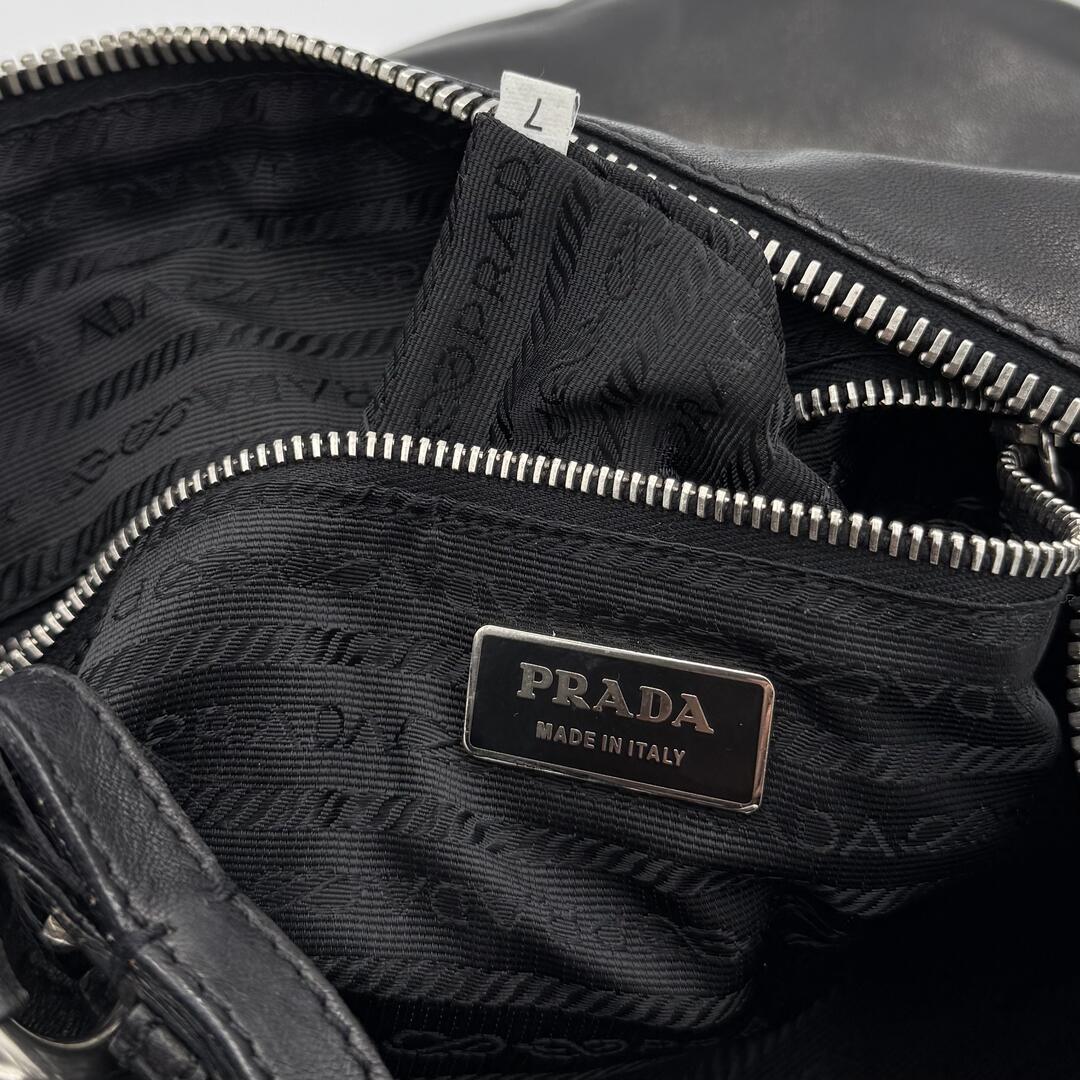 Prada Hobo Black Leather Shoulder Bag