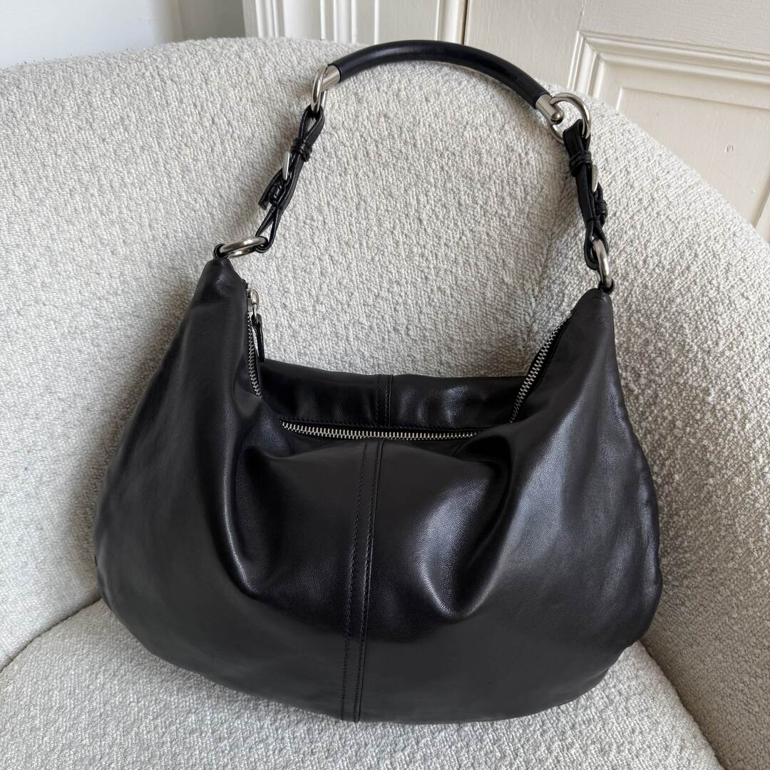 Prada Hobo Black Leather Shoulder Bag
