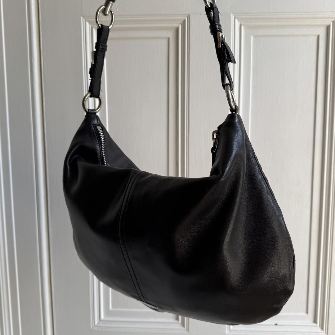 Prada Hobo Black Leather Shoulder Bag