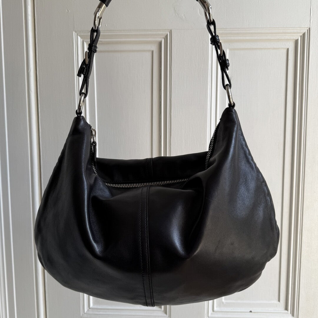 Prada Hobo Black Leather Shoulder Bag