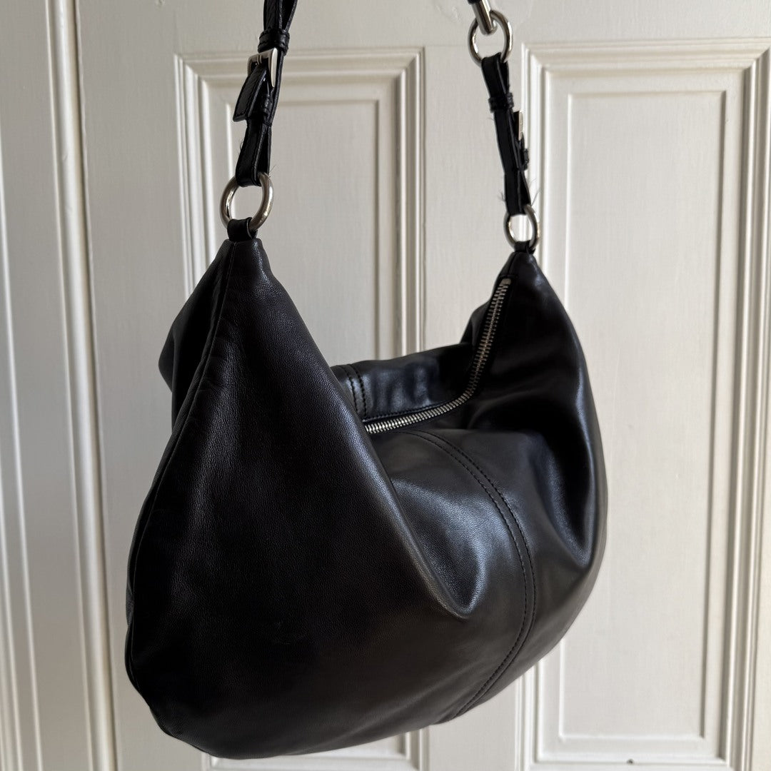 Prada Hobo Black Leather Shoulder Bag