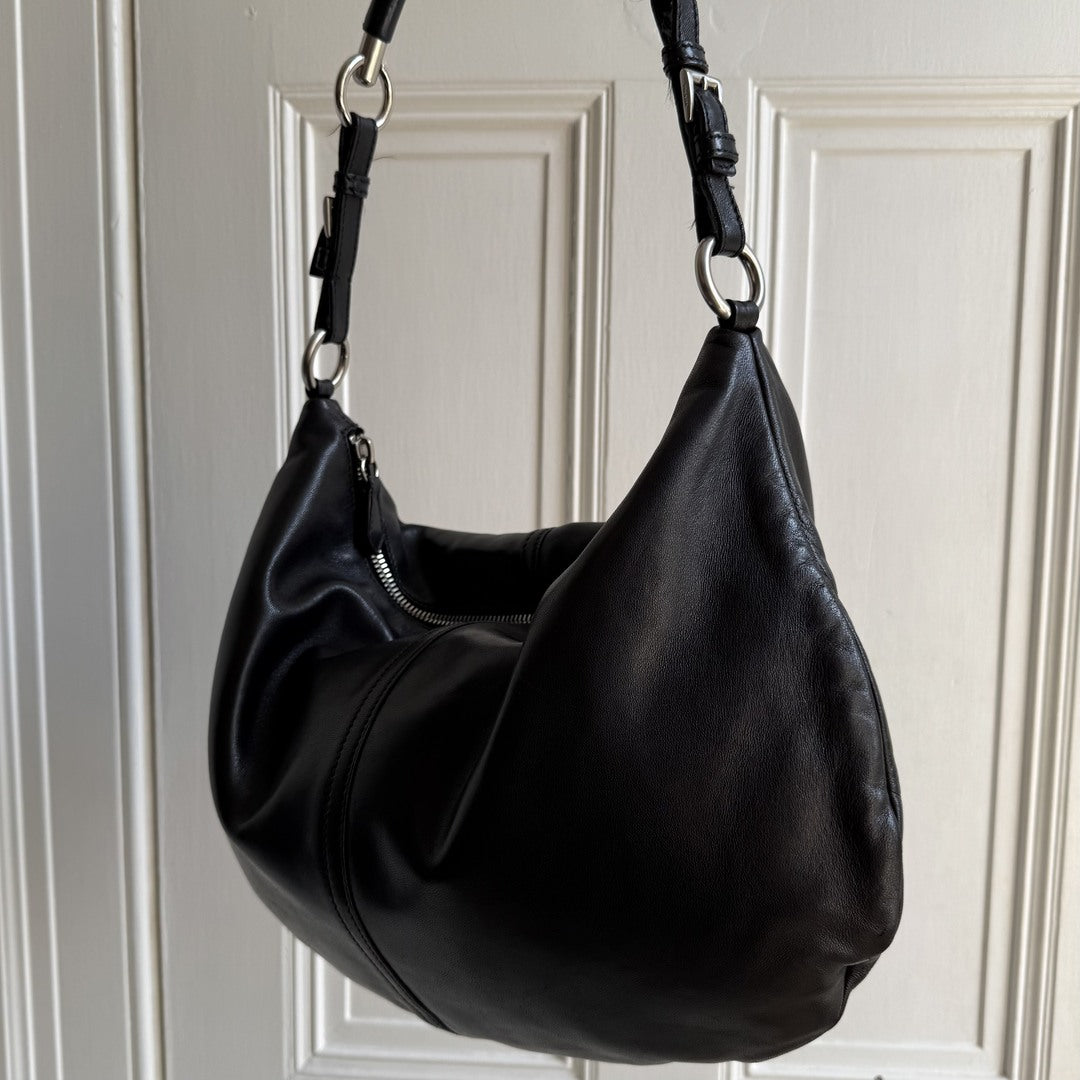 Prada Hobo Black Leather Shoulder Bag