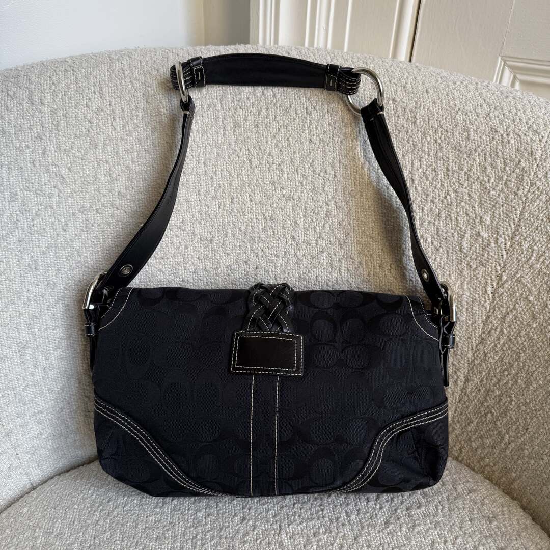 Coach Soho Signature Black Shoulder Bag