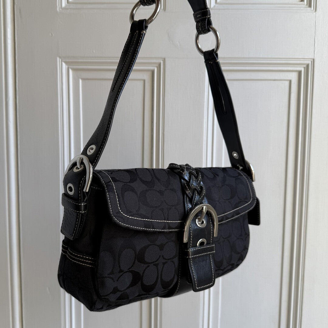 Coach Soho Signature Black Shoulder Bag