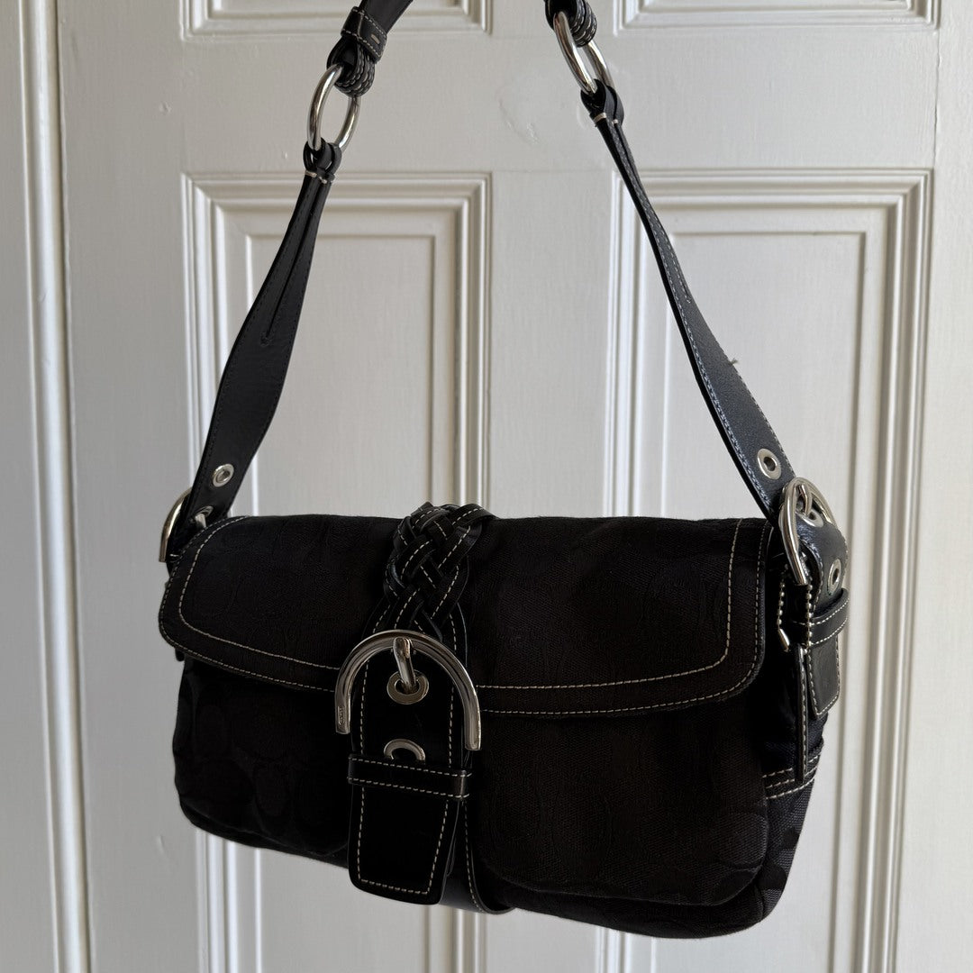 Coach Soho Signature Black Shoulder Bag