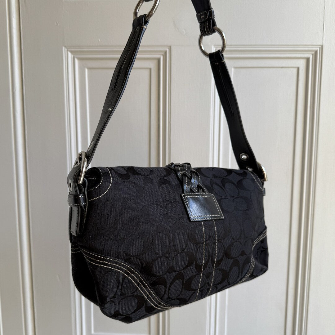 Coach Soho Signature Black Shoulder Bag