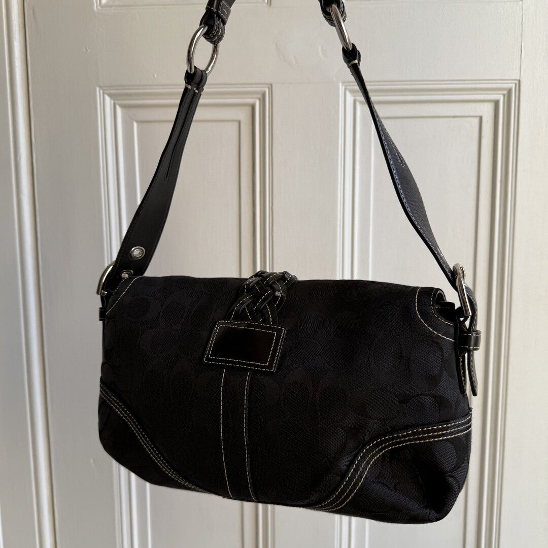 Coach Soho Signature Black Shoulder Bag