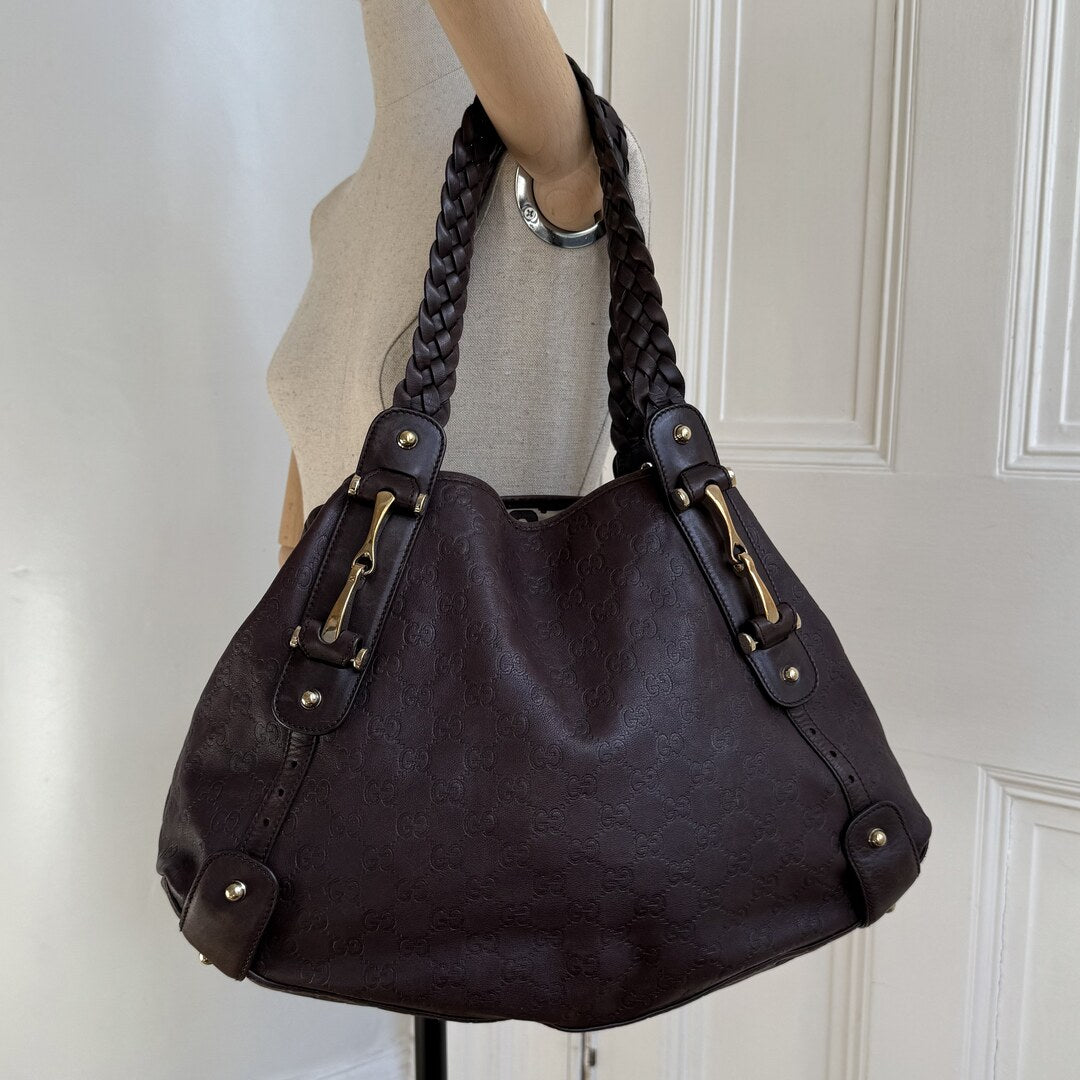 Gucci Guccissima Abbey Horsebit Leather Brown Tote Bag
