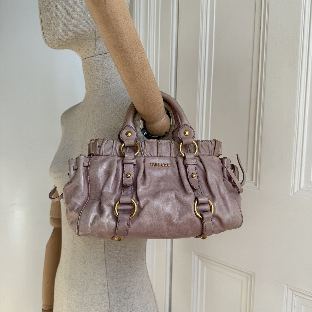 Miu Miu Mini Vitello Leather Dusty Pink Handbag
