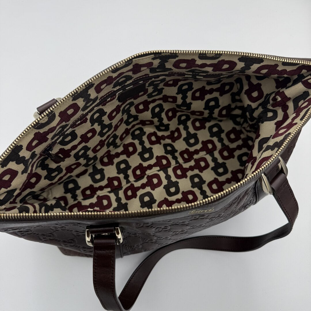 Gucci Guccissima Abbey Brown Leather Shoulder Bag