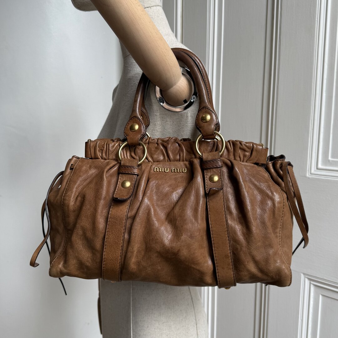 Miu Miu Vitello Leather Brown Handbag