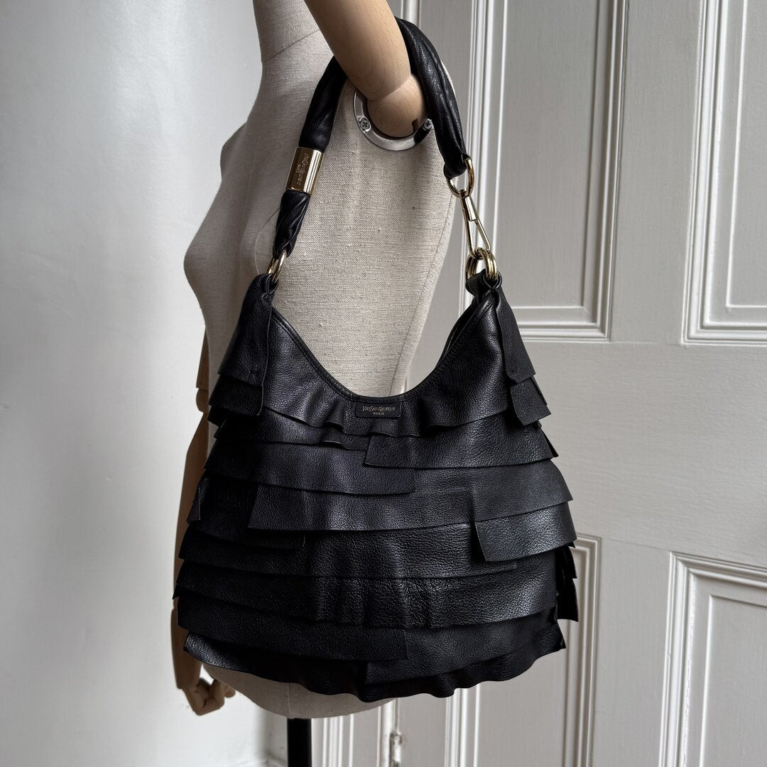 YSL Saint Tropez Leather Black Shoulder Bag