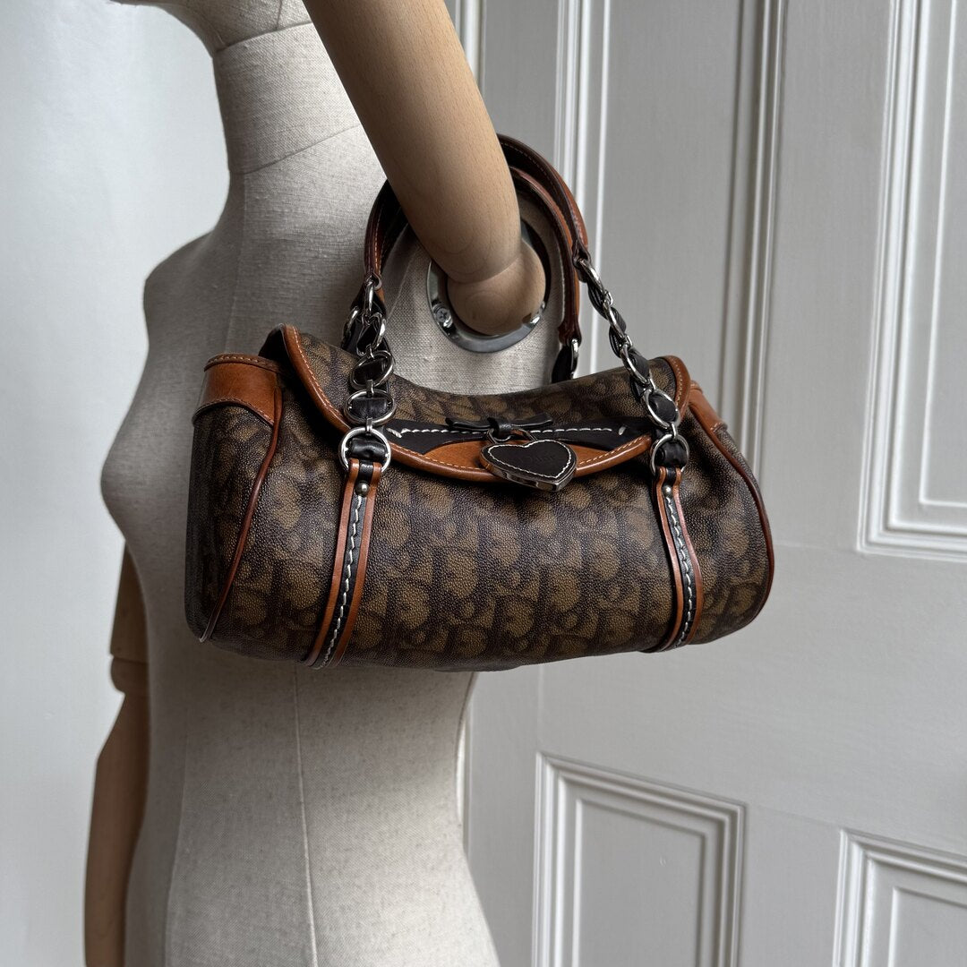 2000s Dior Romantique Trotter Brown Shoulder Bag