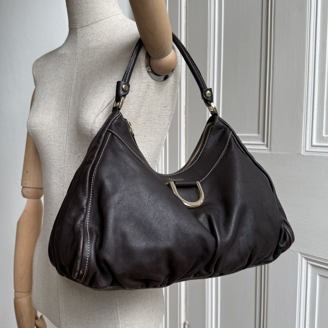 Gucci Abbey Leather Dark Brown Shoulder Bag