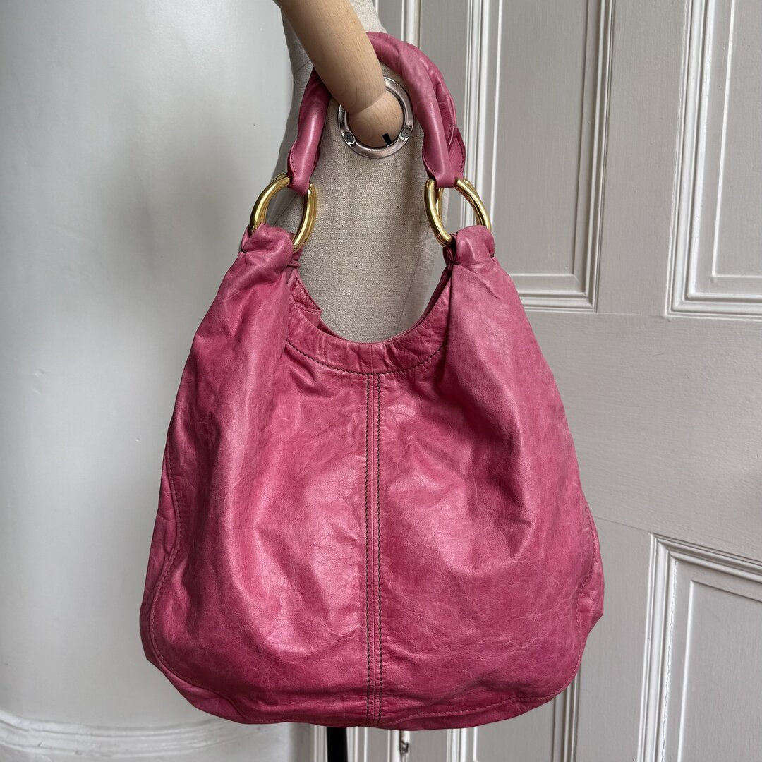 Miu Miu Hobo Leather Pink Shoulder Bag