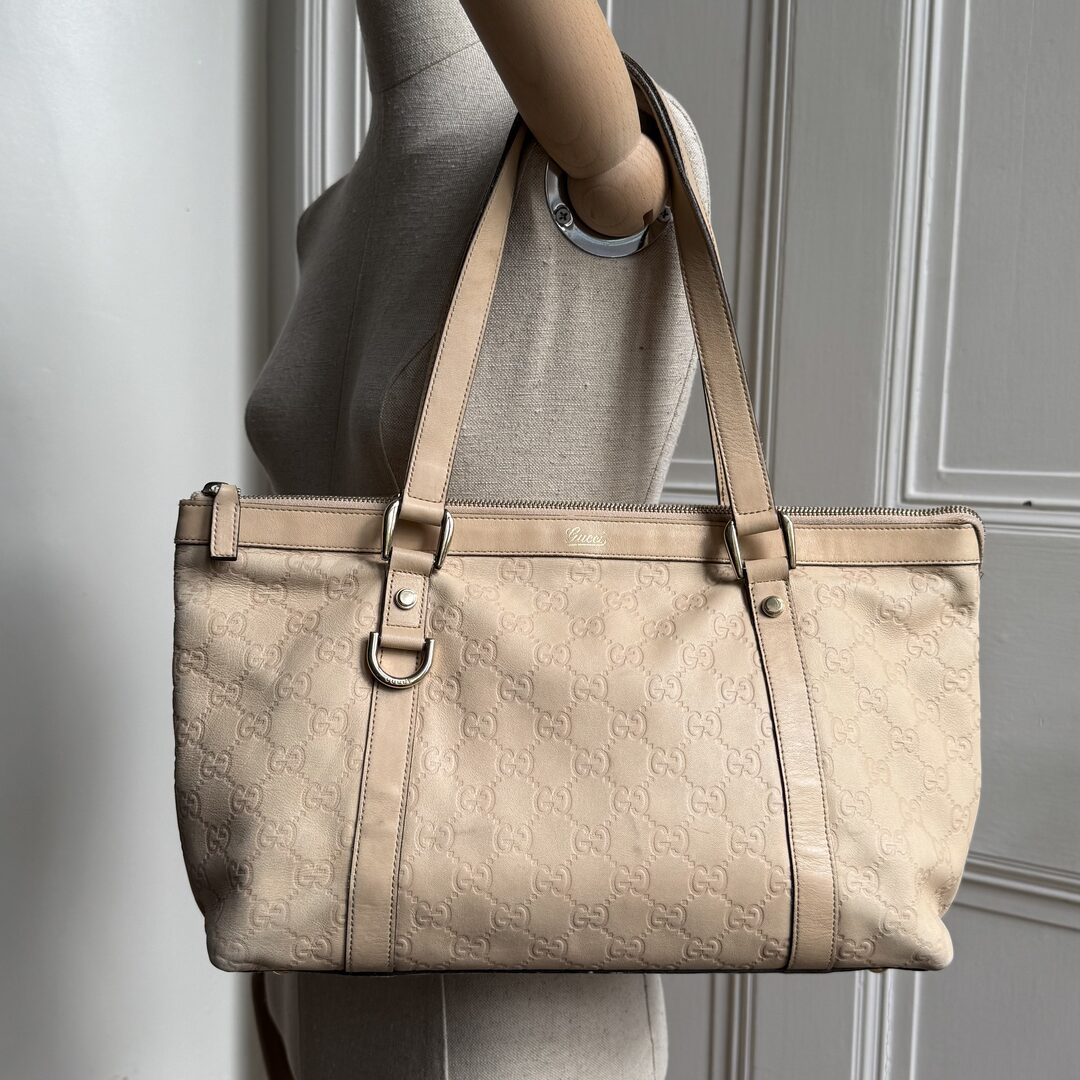 Gucci Guccissima Abbey Peach Pink Leather Shoulder Bag