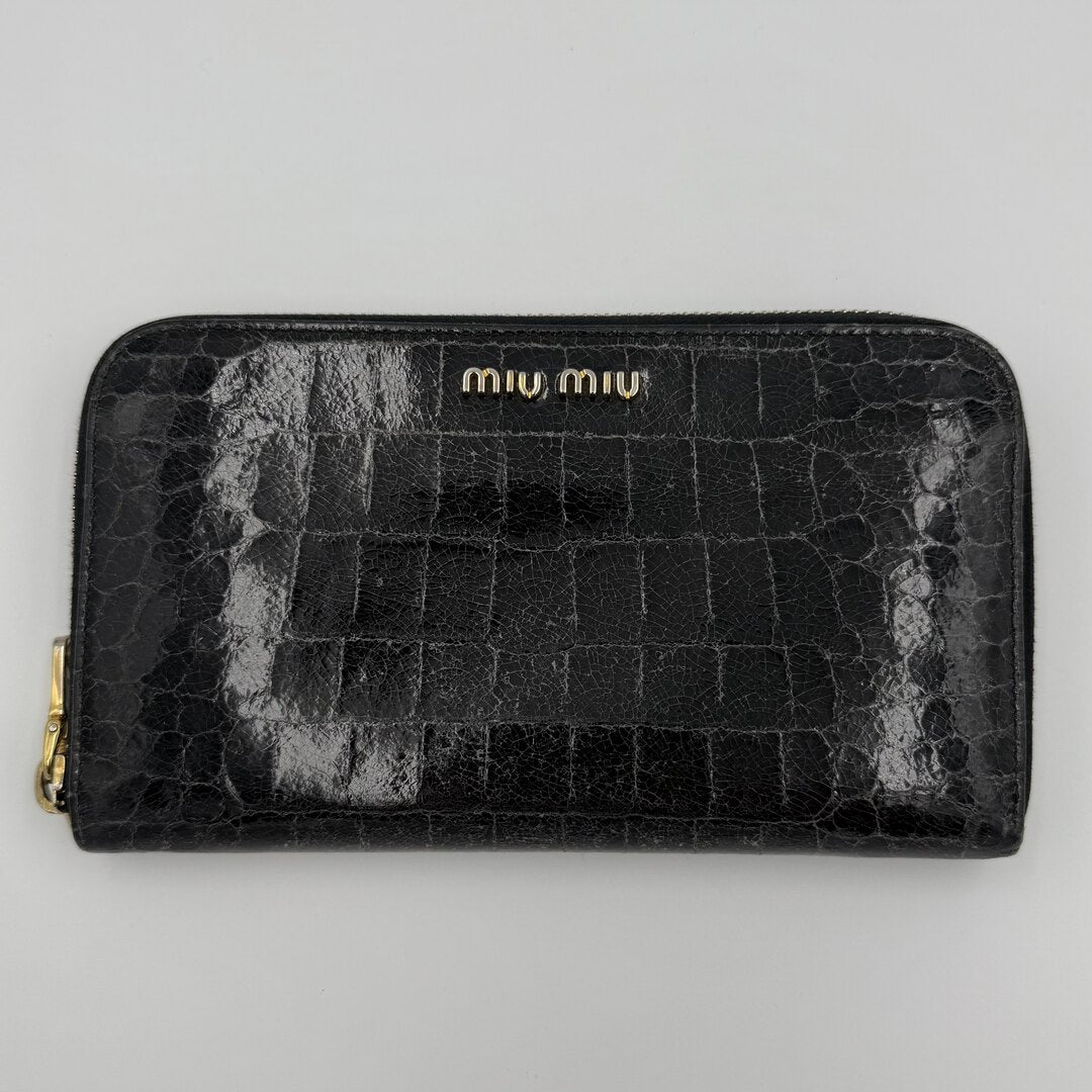 Miu Miu Crocodile Leather Black Wallet