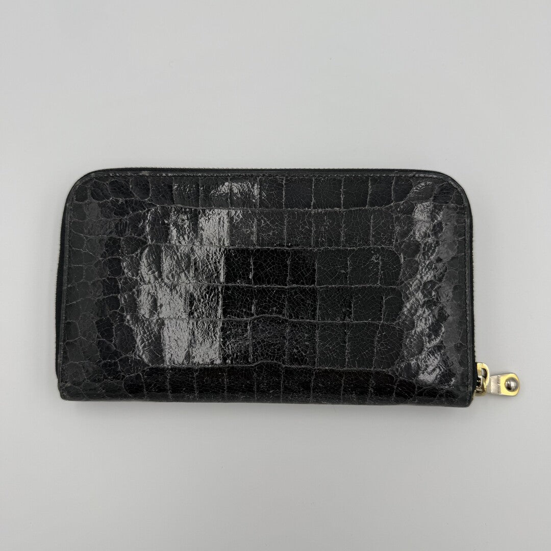 Miu Miu Crocodile Leather Black Wallet