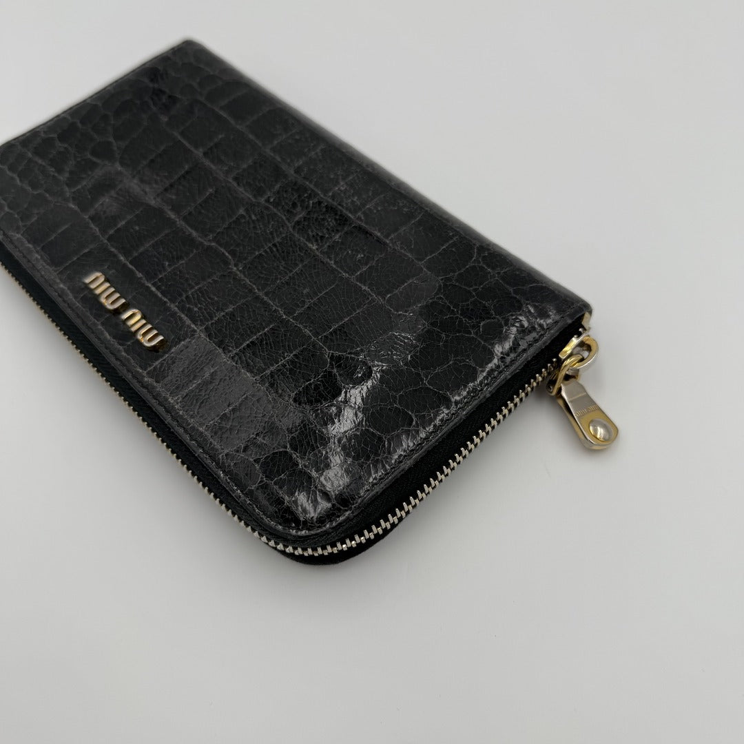 Miu Miu Crocodile Leather Black Wallet
