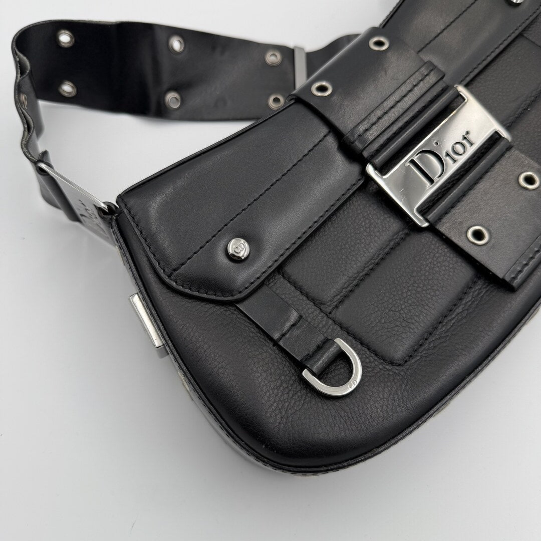 Dior Street Chic Columbus Black Leather Shoulder Bag