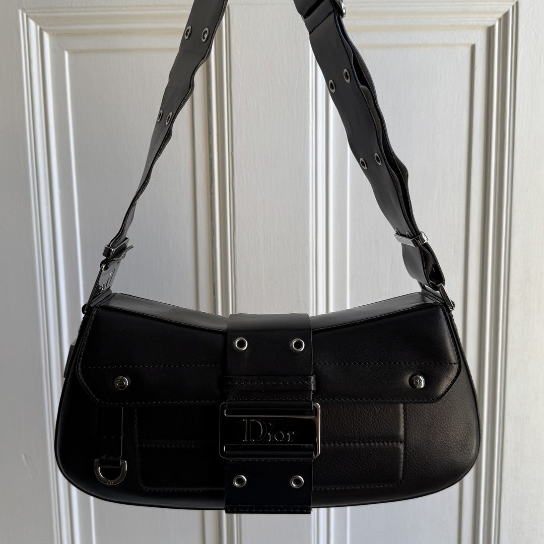Dior Street Chic Columbus Black Leather Shoulder Bag