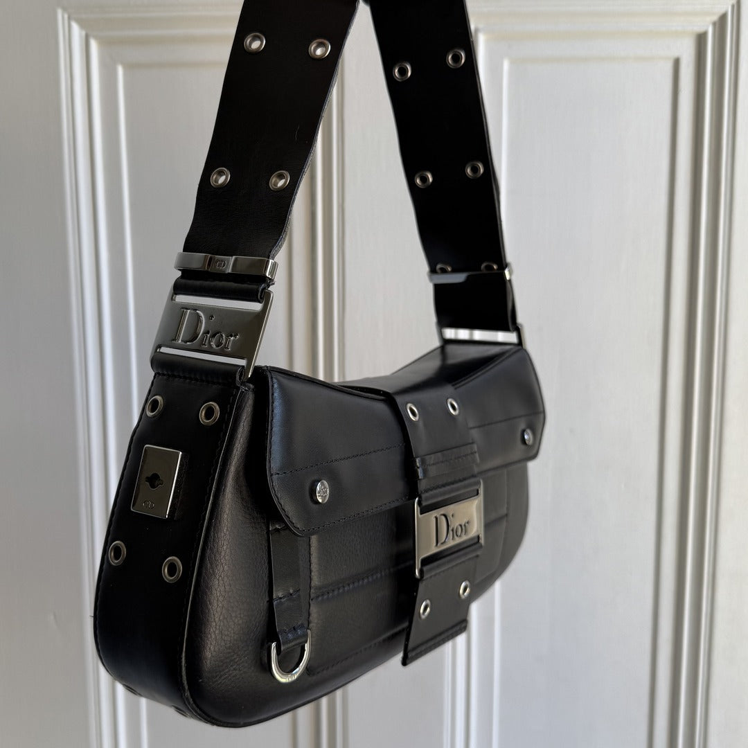 Dior Street Chic Columbus Black Leather Shoulder Bag