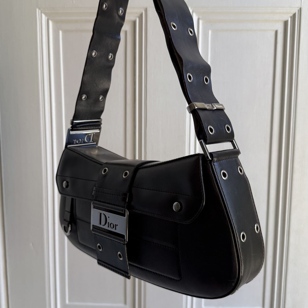 Dior Street Chic Columbus Black Leather Shoulder Bag