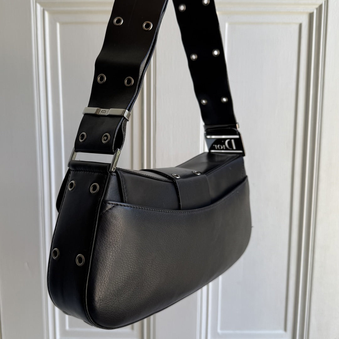 Dior Street Chic Columbus Black Leather Shoulder Bag