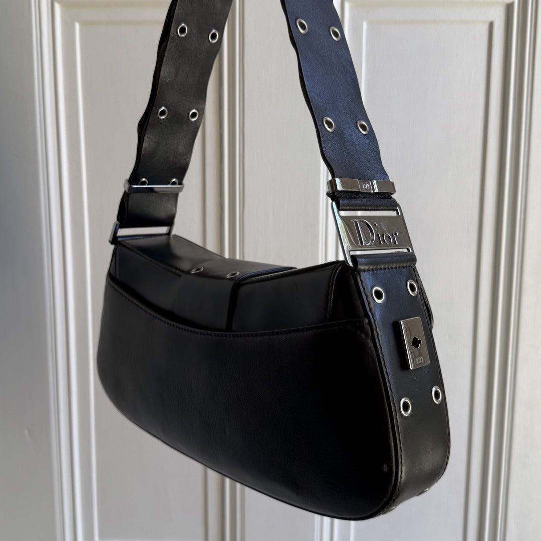 Dior Street Chic Columbus Black Leather Shoulder Bag