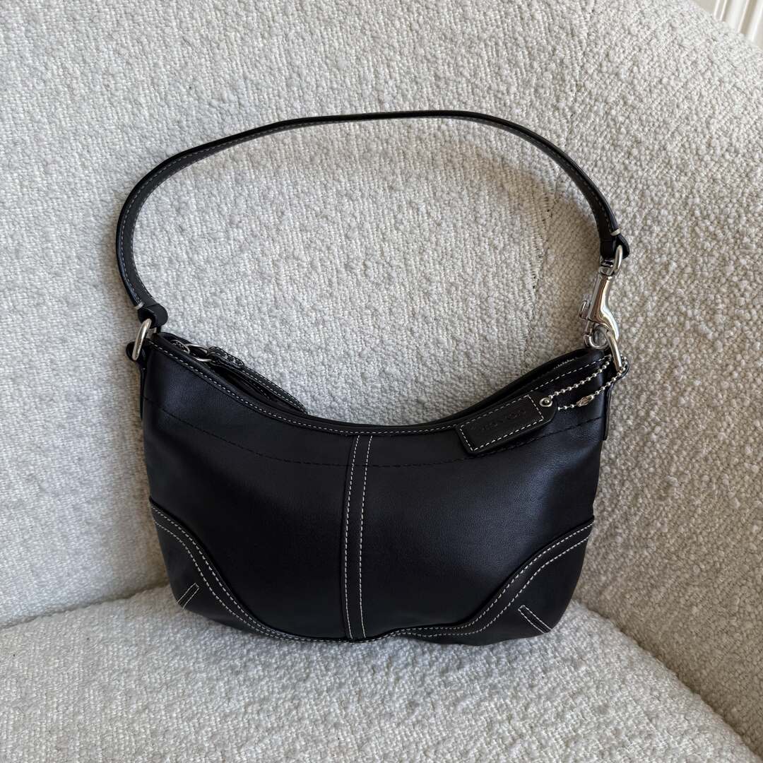 Coach Croissant Leather Black Shoulder Bag