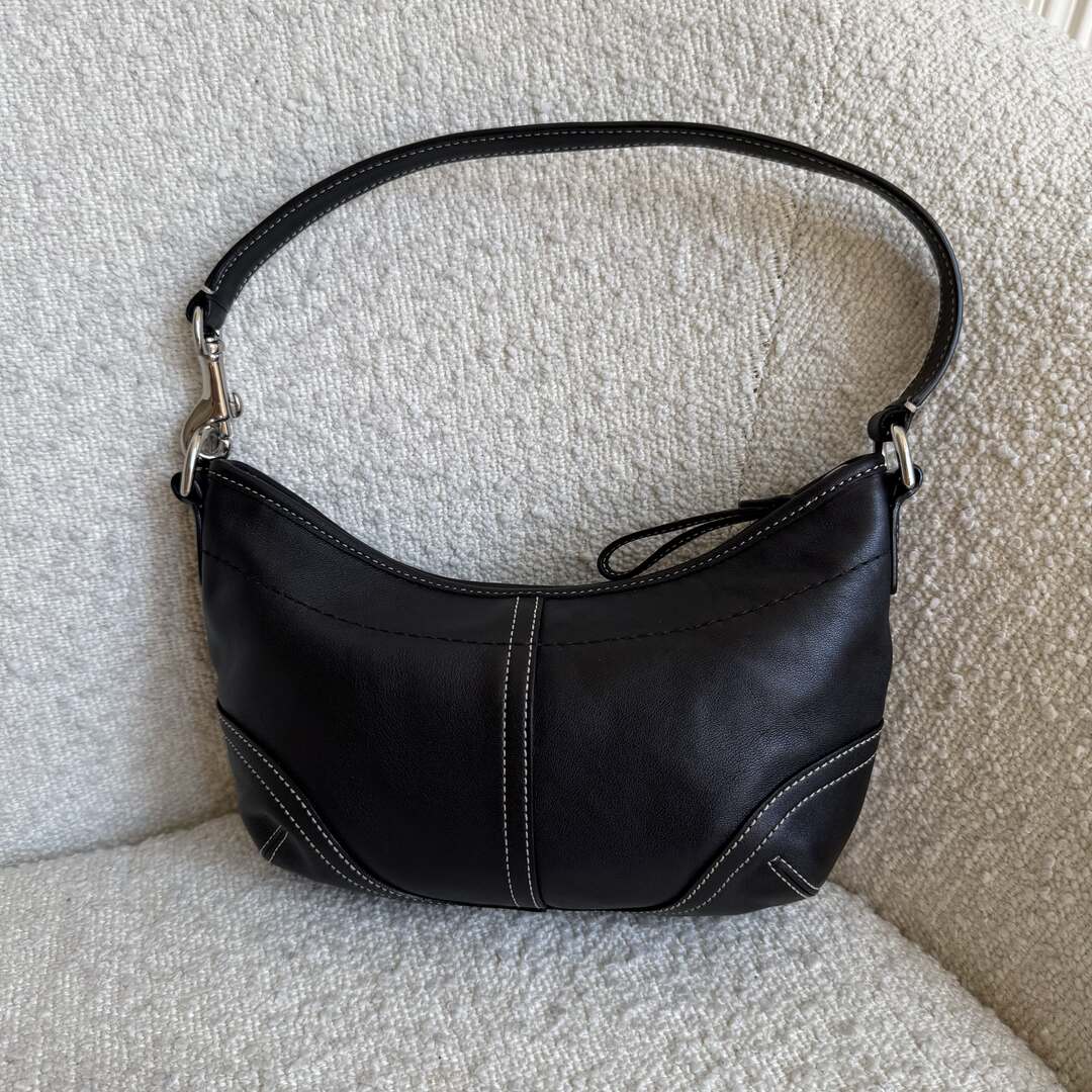 Coach Croissant Leather Black Shoulder Bag