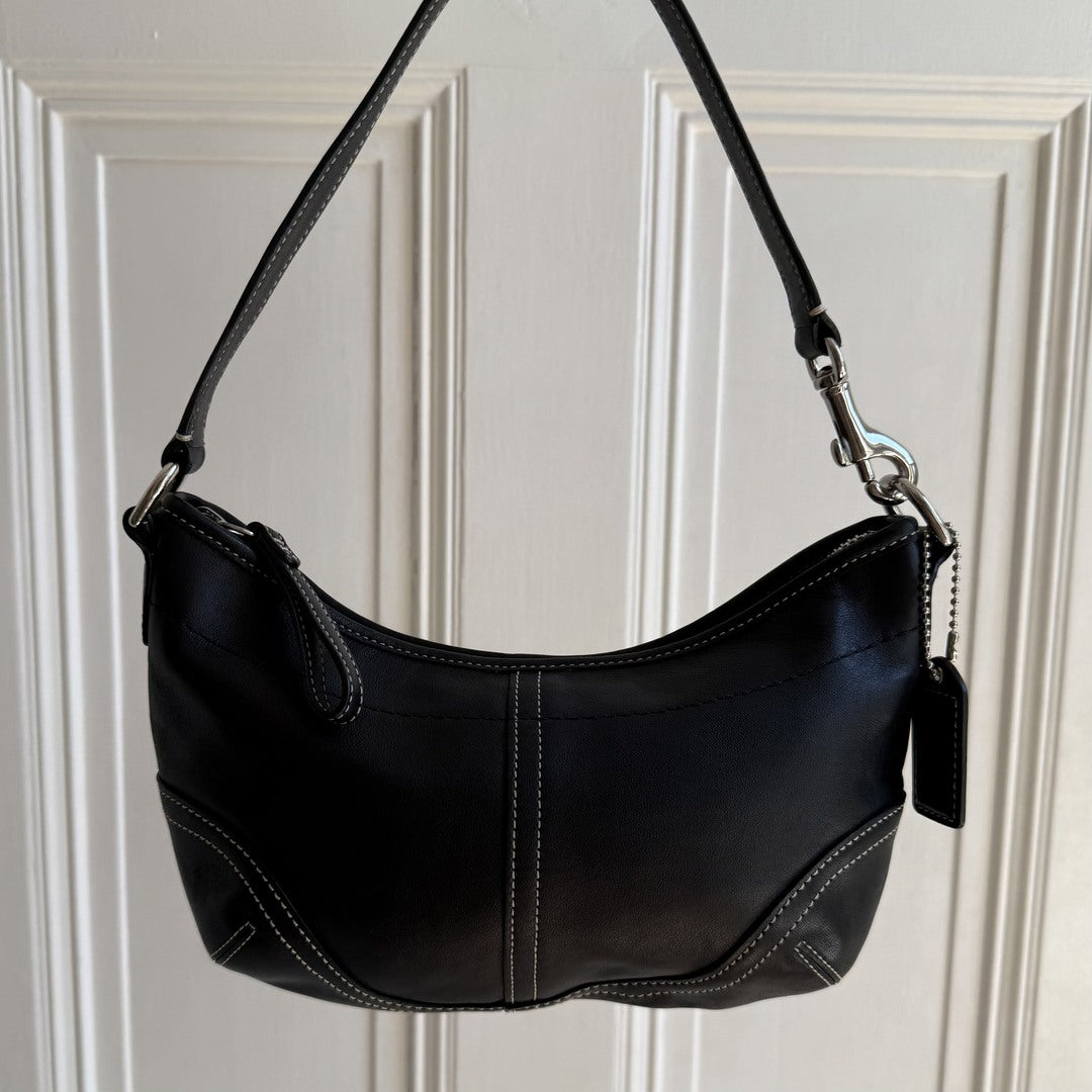 Coach Croissant Leather Black Shoulder Bag