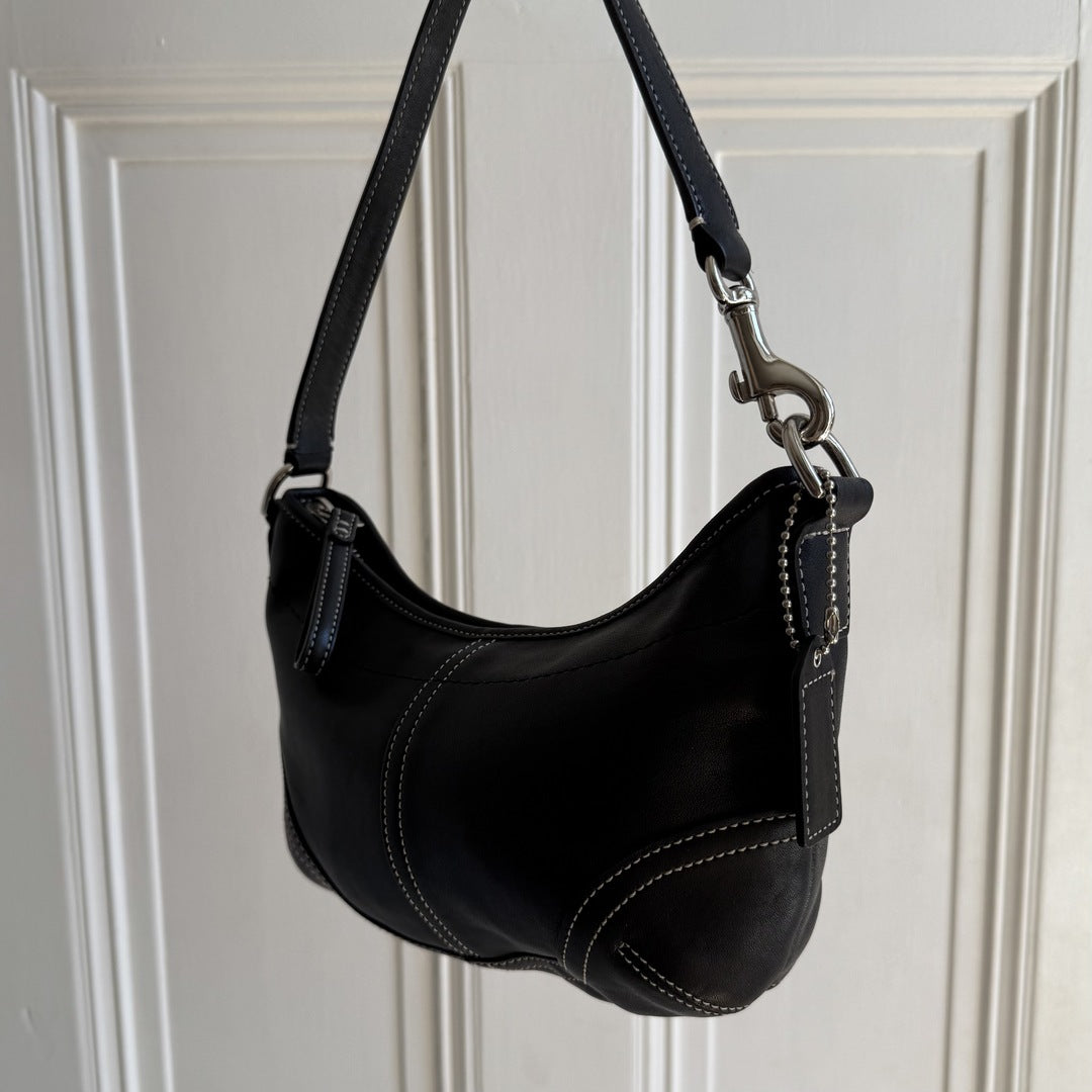 Coach Croissant Leather Black Shoulder Bag