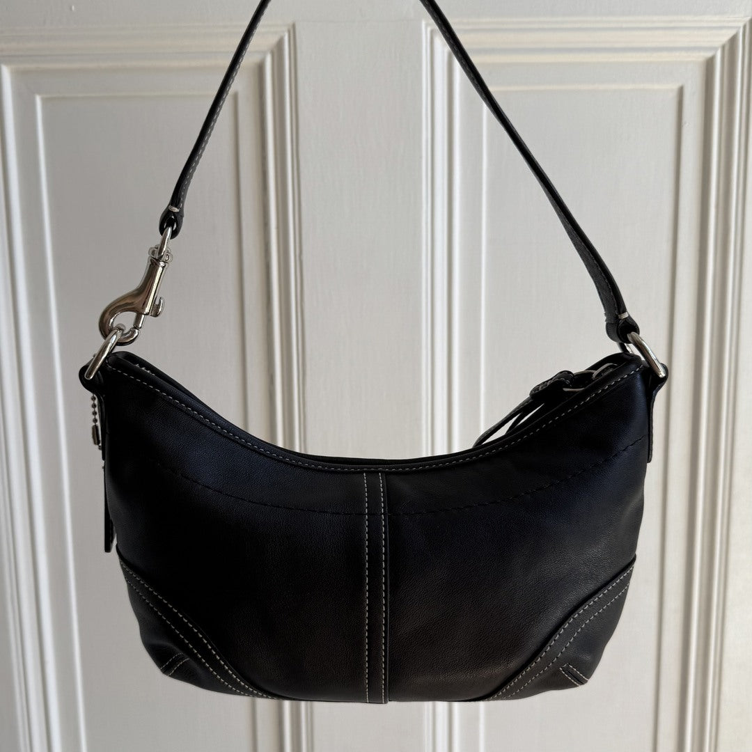 Coach Croissant Leather Black Shoulder Bag