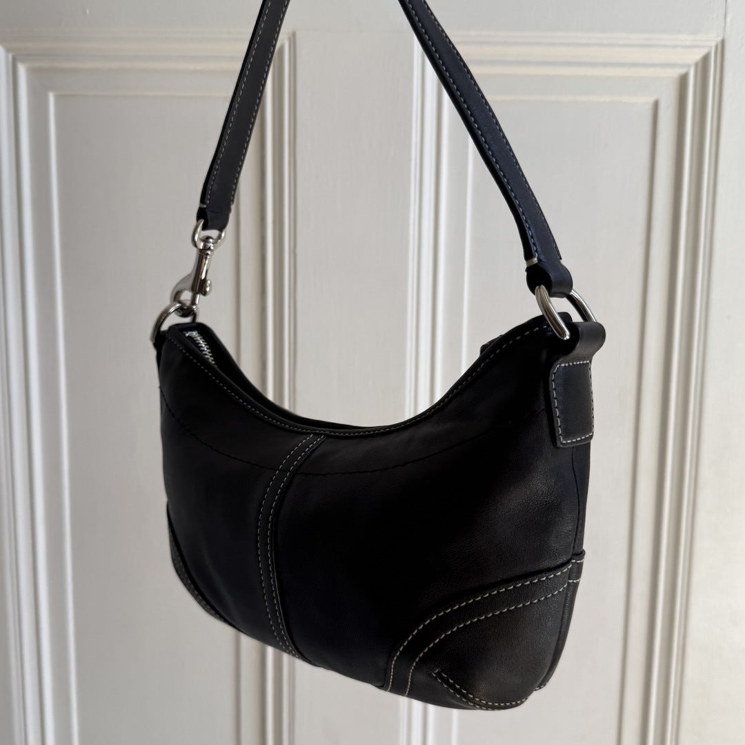 Coach Croissant Leather Black Shoulder Bag