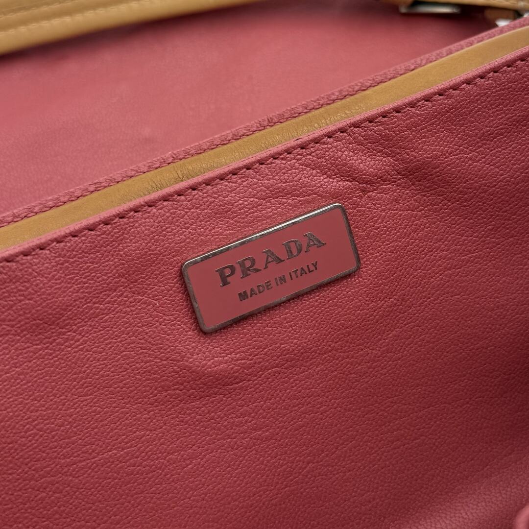 Prada Tassels Studded Leather Brown Shoulder Bag