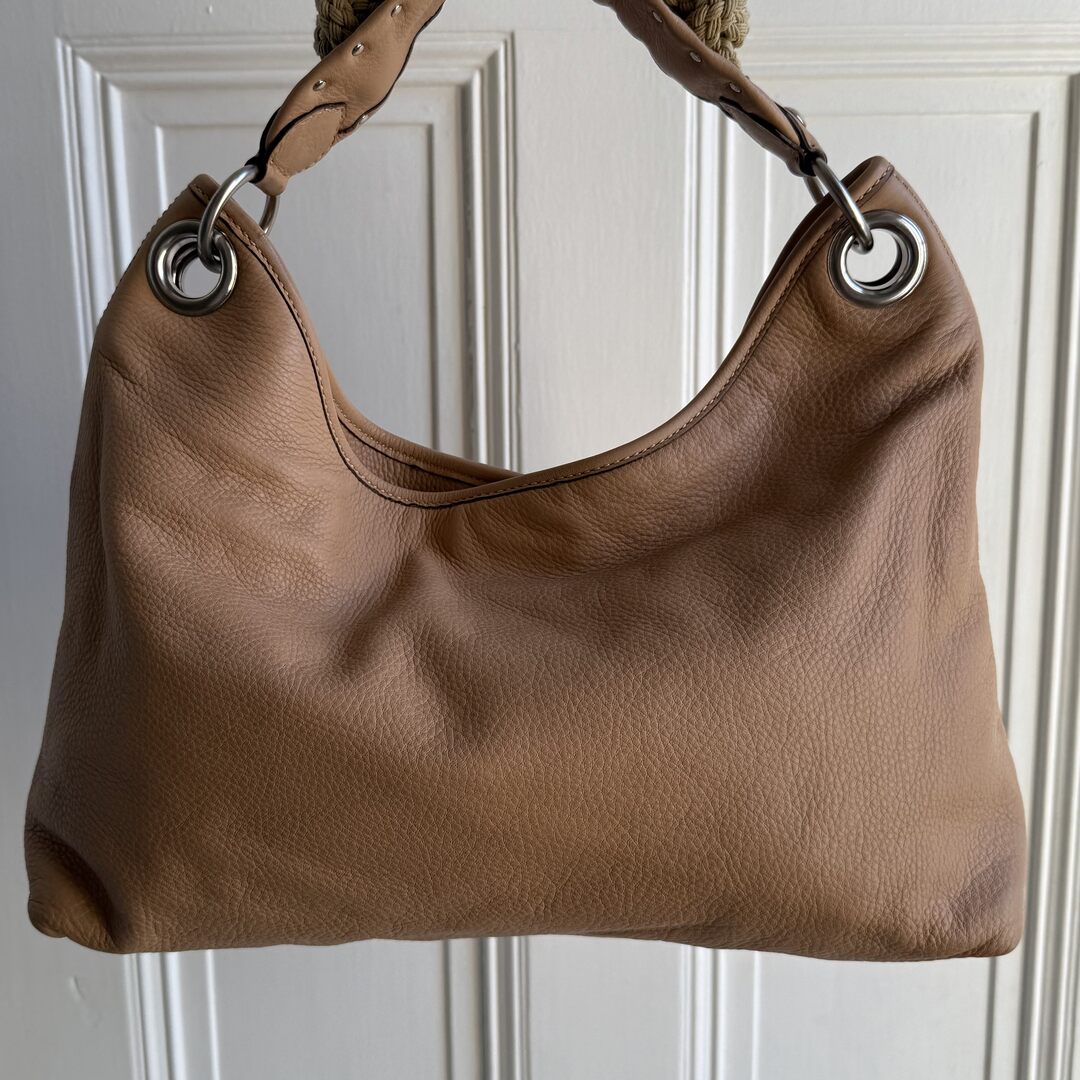Miu Miu Hobo Leather Beige Shoulder Bag