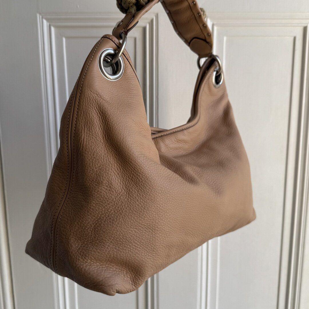 Miu Miu Hobo Leather Beige Shoulder Bag