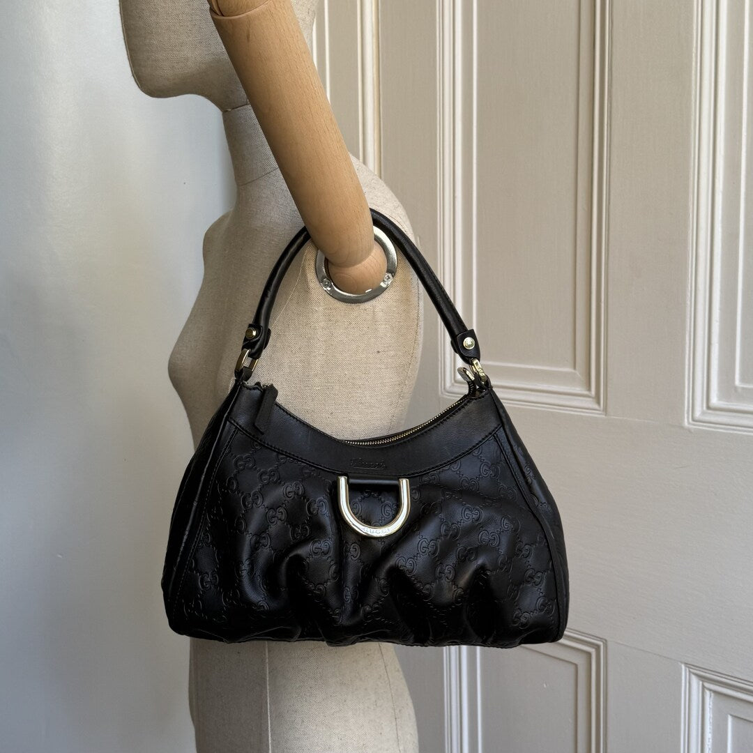 Gucci Guccissima Abbey Leather Black Shoulder Bag