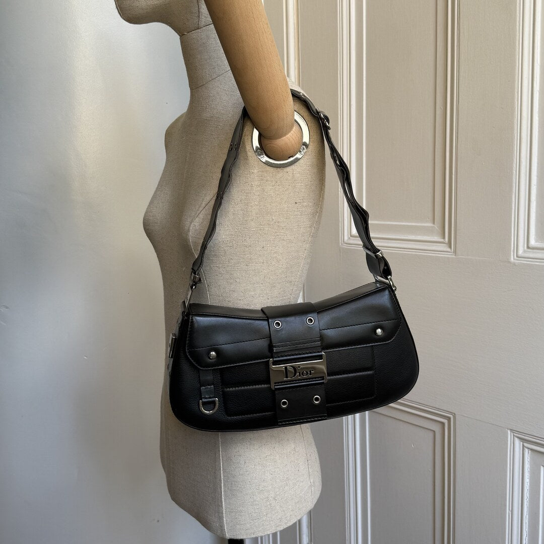 Dior Street Chic Columbus Black Leather Shoulder Bag
