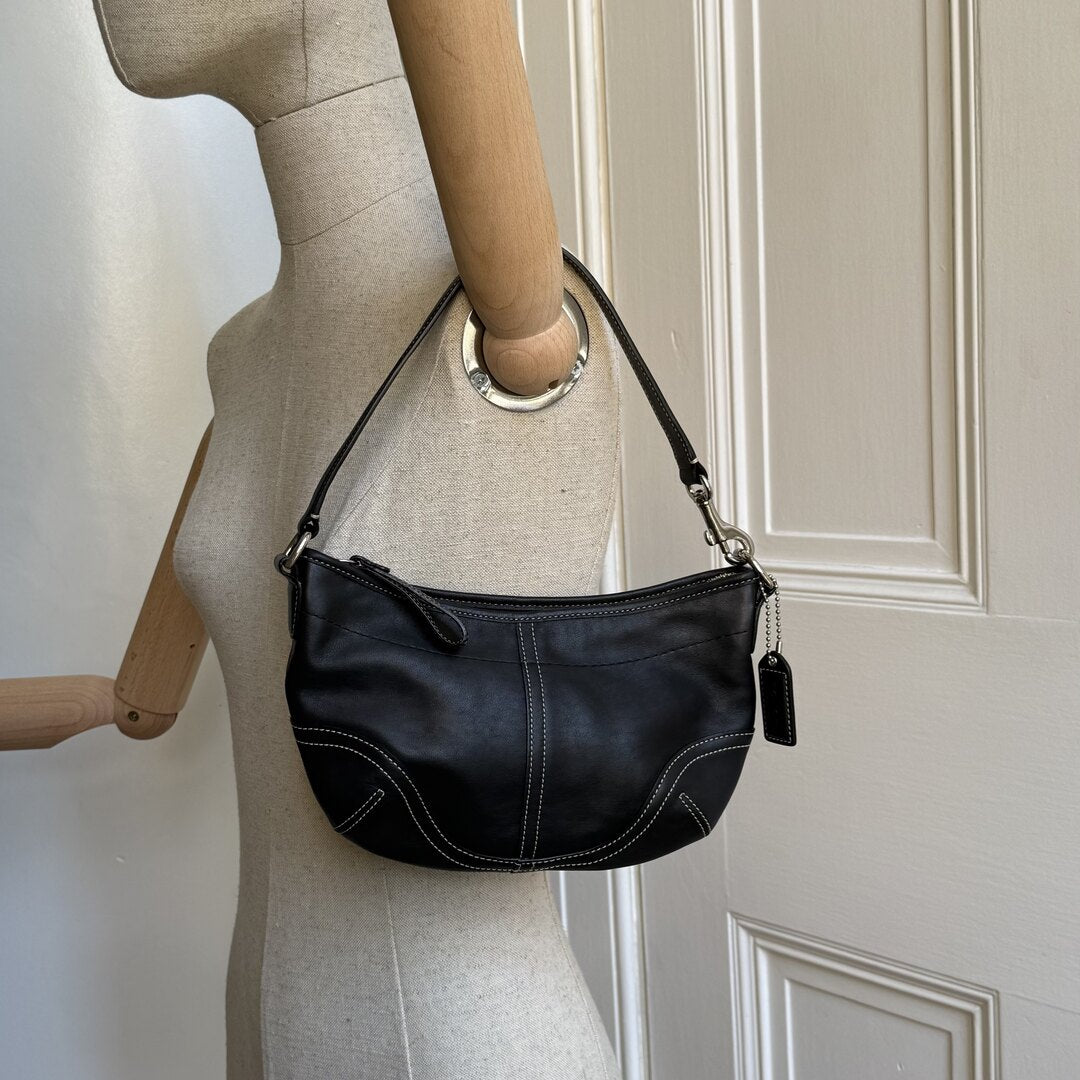 Coach Croissant Leather Black Shoulder Bag